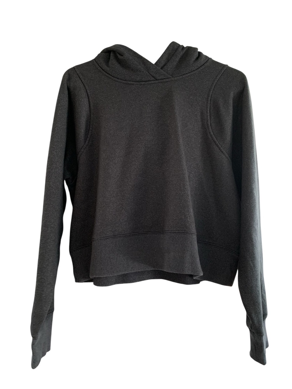 LULULEMON Loungeful Cropped Hoodie *spark Black/Gray size 10 - Picture 6 of 11